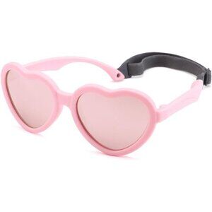 Kids Polarized Sunglasses with Strap‎ - TPEE Rubber Flexible Heart Eyeglasses